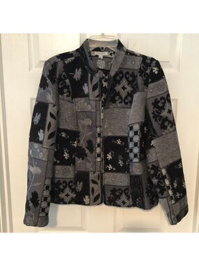 Dressbarn Brocade Patchwork Jacquard Zip Jacket Whimsigoth Boho Floral Artsy